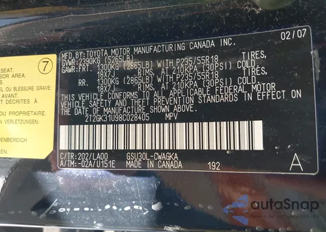 2008 Lexus Rx 350 from USA, damaged, VIN 2T2GK31U98C028405